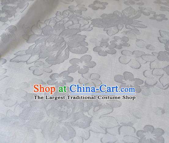 Asian Chinese Fabric Traditional Peony Pattern Design White Brocade Fabric Chinese Costume Silk Fabric Material