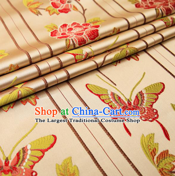 Asian Chinese Brocade Fabric Traditional Red Butterfly Pattern Design Satin Cushion Silk Fabric Material
