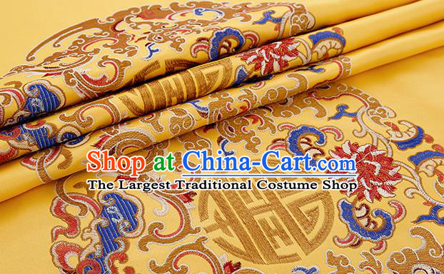 Asian Chinese Yellow Brocade Fabric Traditional Pattern Design Satin Pillow Silk Fabric Material