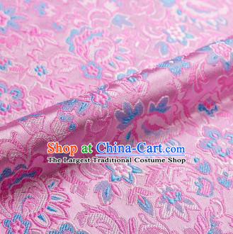 Asian Chinese Pink Brocade Fabric Traditional Flowers Pattern Design Satin Pillow Silk Fabric Material