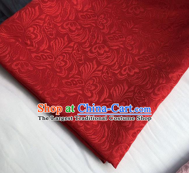 Asian Chinese Fabric Traditional Butterfly Pattern Design Red Brocade Fabric Chinese Costume Silk Fabric Material