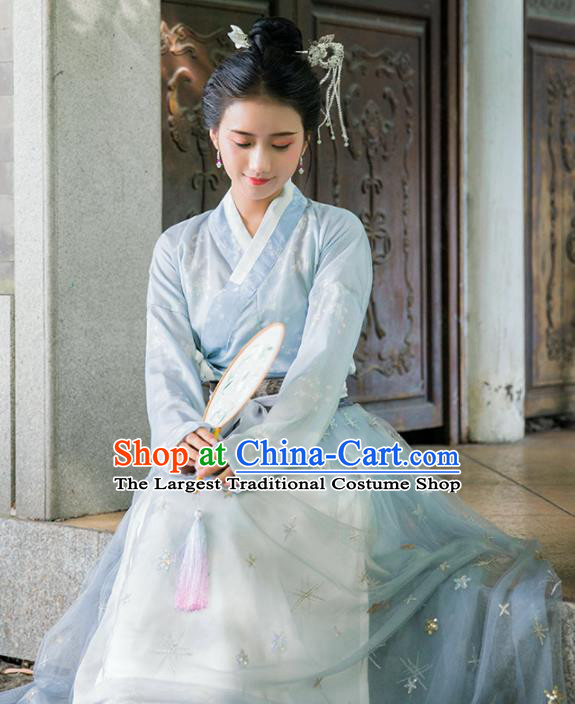 Traditional Chinese Ancient Las Meninas Hanfu Dress Song Dynasty Princess Embroidered Historical Costumes for Women