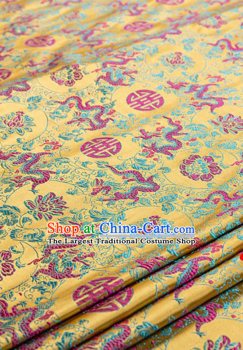 Asian Chinese Traditional Fabric Tang Suit Brocade Silk Material Classical Dragons Pattern Design Satin Drapery