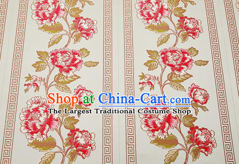 Traditional Chinese Classical Light Blue Satin Brocade Drapery Embroidery Peony Pattern Design Cushion Silk Fabric Material
