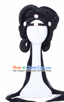 Traditional Chinese Tang Dynasty Princess Handmade Wigs Sheath Hair Accessories Ancient Peri Chignon for Women