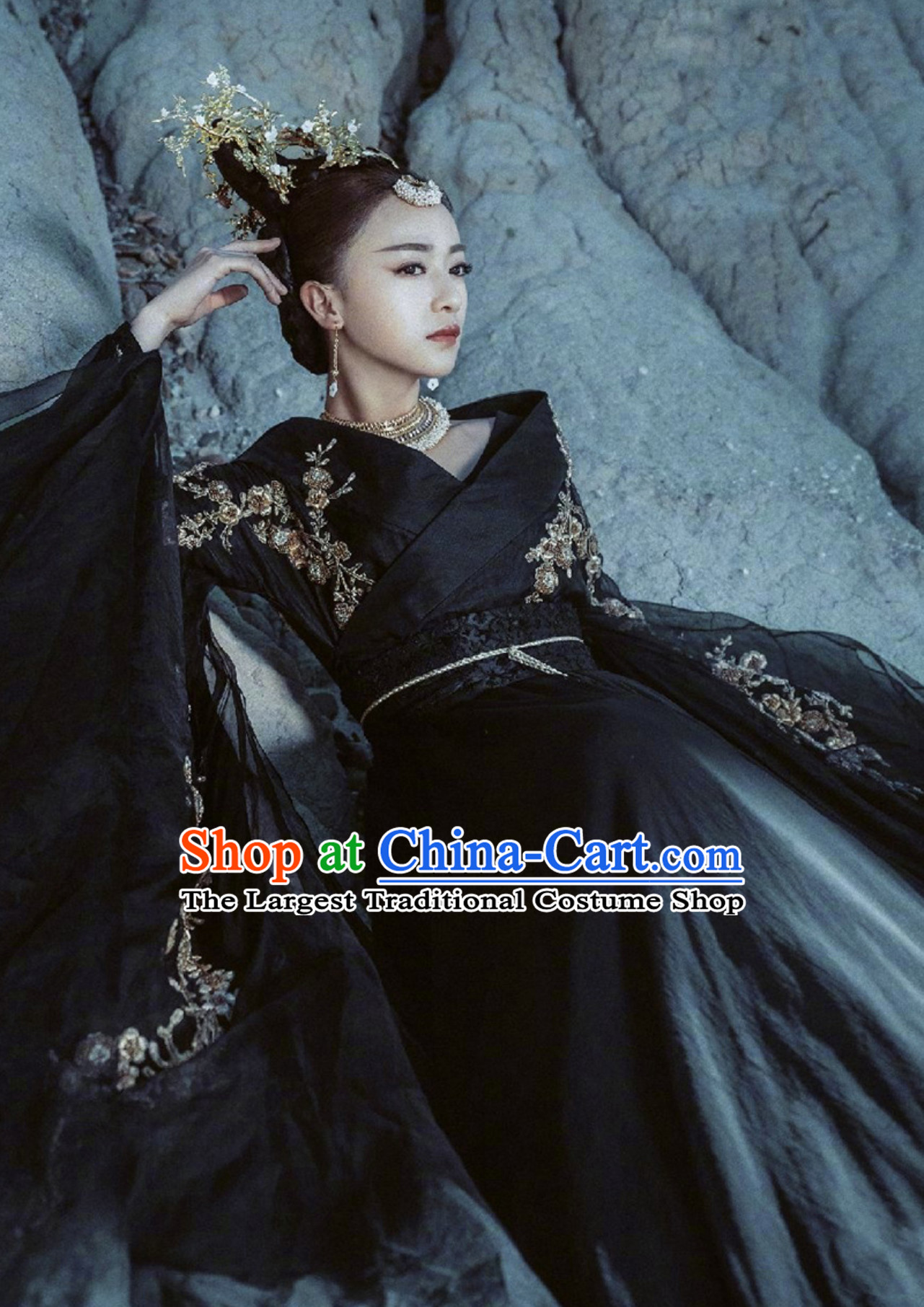 Black Ancient Chinese Classical Da Ji Costume Han Zhuang Hanfu Clothing