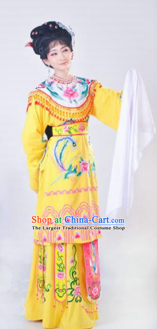 Chinese Traditional Peking Opera Queen Costumes Ancient Empress Yellow Dress for Adults