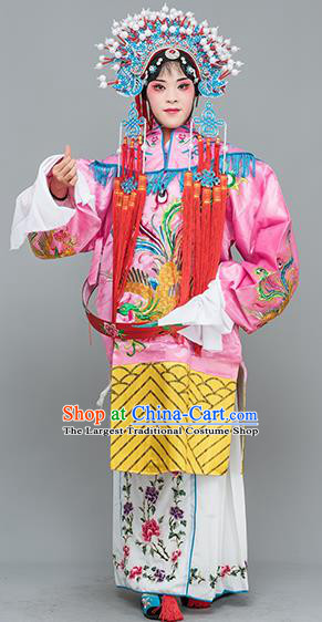 Chinese Traditional Peking Opera Princess Pink Costumes Ancient Palace Lady Embroidered Robe for Adults