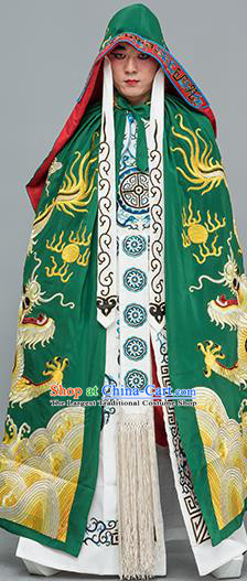 Chinese Traditional Peking Opera Takefu Costume Ancient Changing Faces Green Cloak for Adults