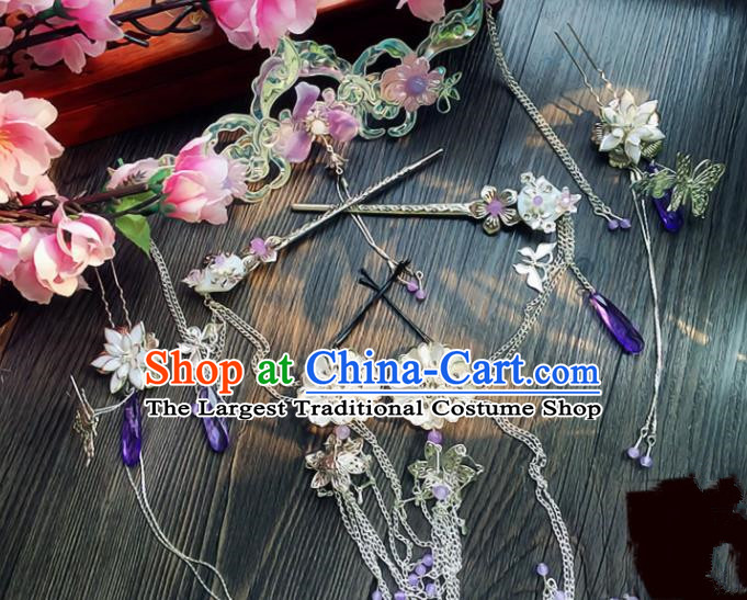 Chinese Handmade Ancient Phoenix Coronet Palace Hair Accessories Hanfu Hairpins Complete Set for Women