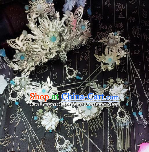 Chinese Handmade Ancient Palace Hair Accessories Hanfu Phoenix Coronet Hairpins Complete Set for Women