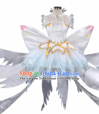 Top Grade Chinese Cosplay Magical Fairy Costumes Halloween Cartoon Characters White Bubble Dress for Women