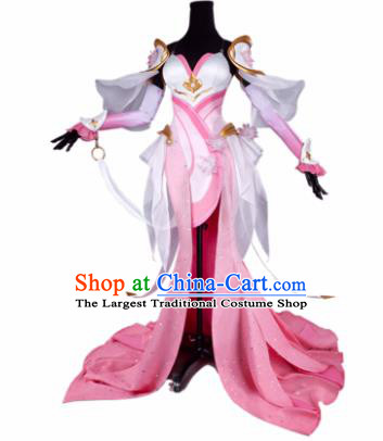 Top Grade Chinese Cosplay Fairy Princess Costumes Halloween Cartoon Characters Pink Dress for Women