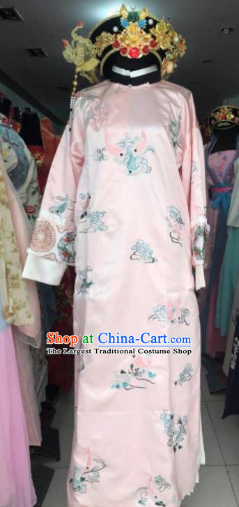 Chinese Traditional Qing Dynasty Costumes Ancient Imperial Consort Embroidered Pink Dress and Headpiece for Women