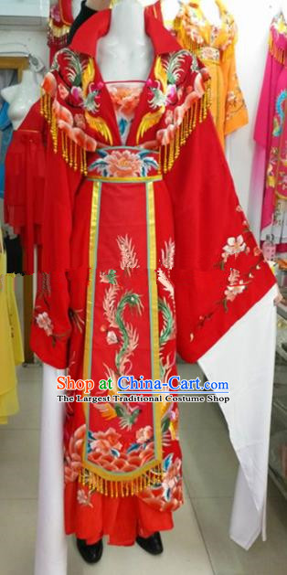 Chinese Traditional Beijing Opera Actress Empress Red Dress Ancient Palace Embroidered Costumes for Women