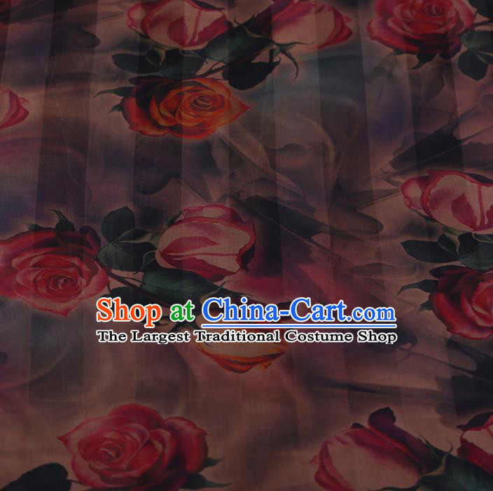 Chinese Crepe Satin Plain Palace Roses Pattern Traditional Cheongsam Silk Fabric Chinese Fabric Asian Material