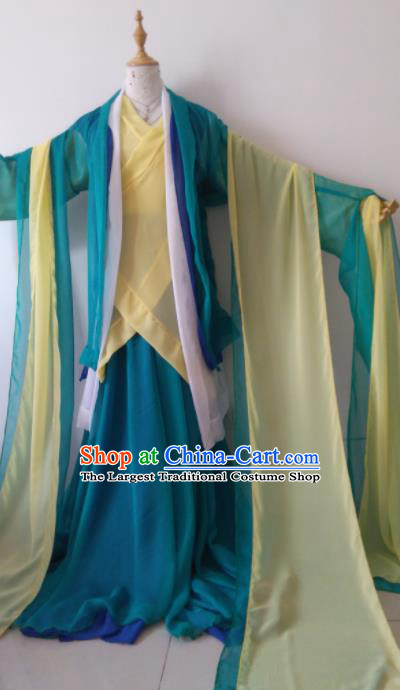 Traditional Chinese Cosplay Madam White Snake Green Hanfu Dress Ancient Swordswoman Costume for Women