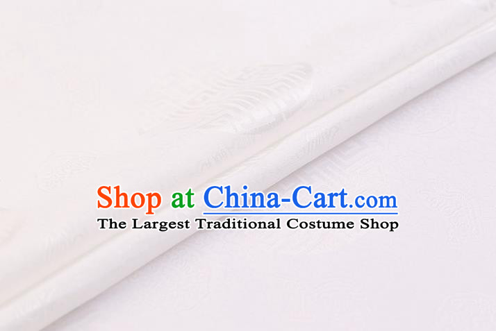 Chinese Traditional White Brocade Fabric Palace Pattern Satin Plain Cheongsam Silk Drapery