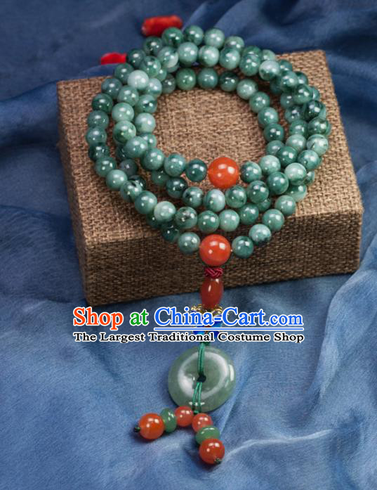 Chinese Traditional Jewelry Accessories Blueing Necklet Ancient Hanfu Jadeite Beads Necklace for Women