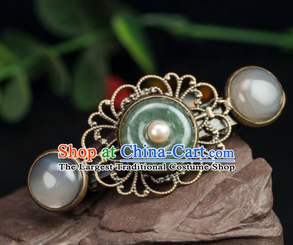 Chinese Traditional Hanfu Hair Accessories Ancient Jadeite Hair Claw Hairpins for Women