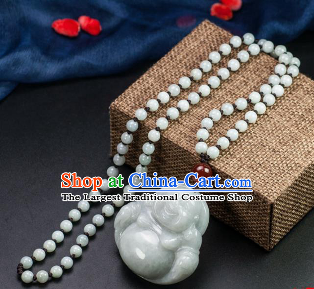 Chinese Traditional Jewelry Accessories Jade Buddha Pendant Ancient Jadeite Necklace