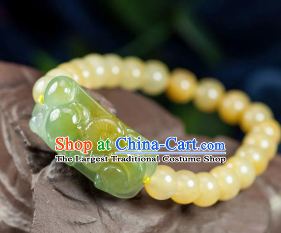 Chinese Traditional Jewelry Accessories Yellow Jadeite Bangle Ancient Hanfu Bracelet for Women