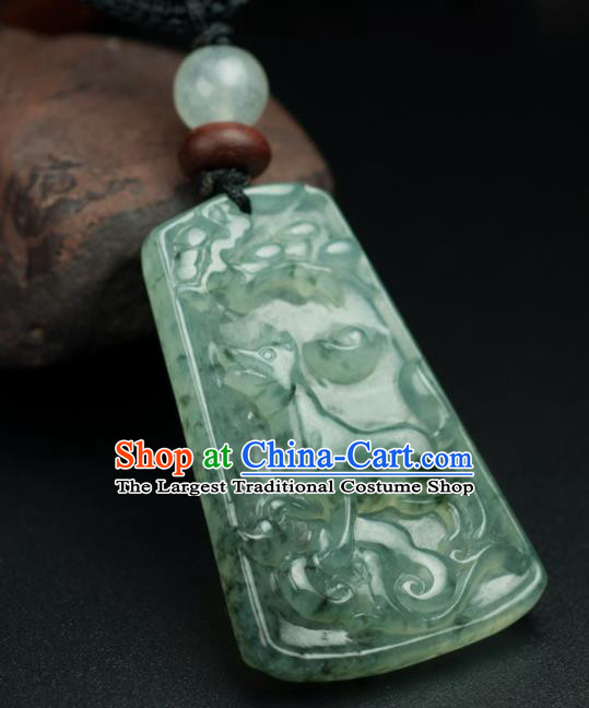 Chinese Traditional Jewelry Accessories Carving Jade Dog Necklace Handmade Jadeite Pendant
