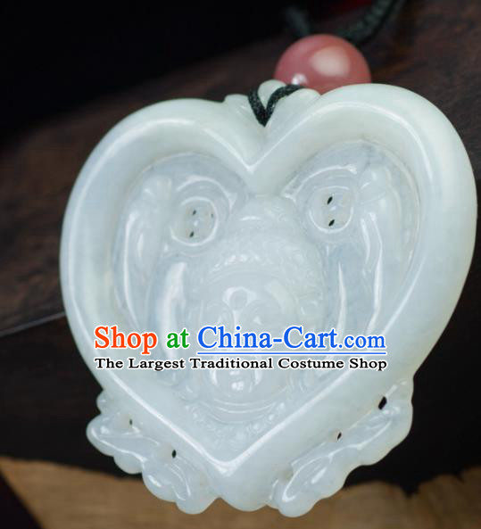 Chinese Traditional Jewelry Accessories Carving Jade Artware Handmade Jadeite Pendant
