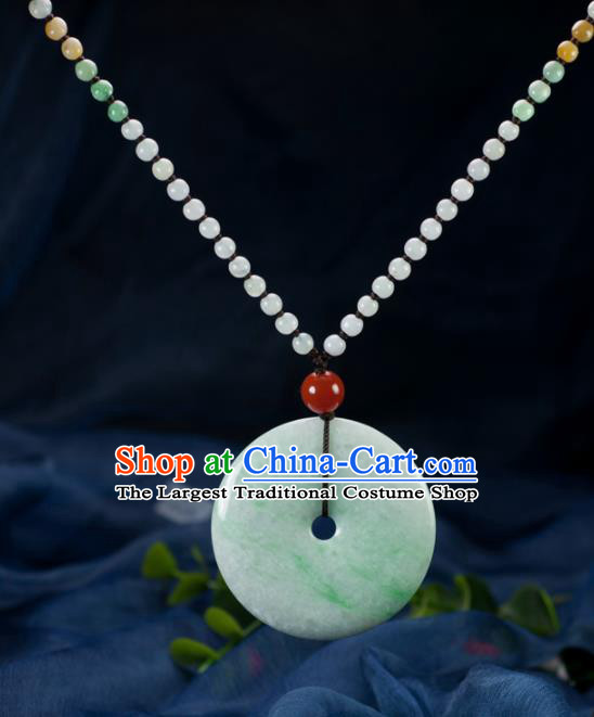 Chinese Traditional Jewelry Accessories Jade Necklace Handmade Emerald Pendant