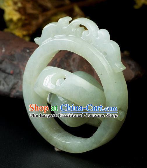 Chinese Traditional Jewelry Accessories Jade Carving Craft Handmade Jadeite Pendant