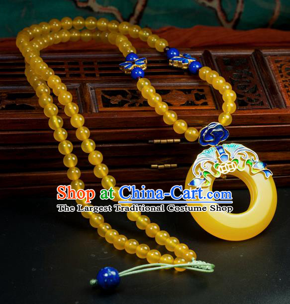 Chinese Traditional Jewelry Accessories Ancient Hanfu Canary Stone Necklace for Women