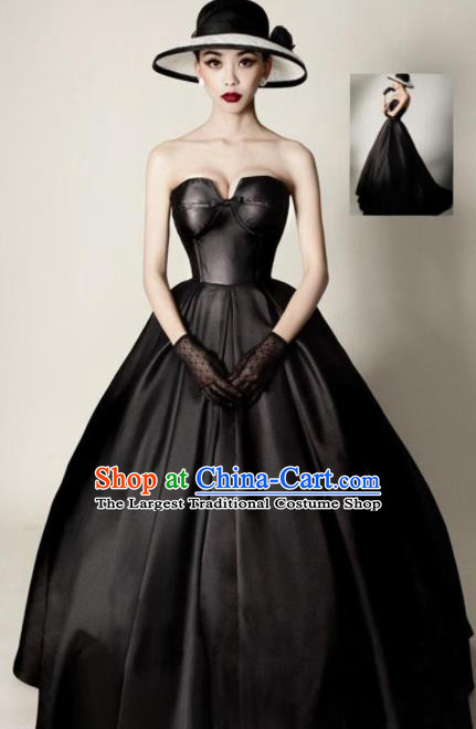 Top Performance Catwalks Costumes Black Wedding Dress Full Dress for Women