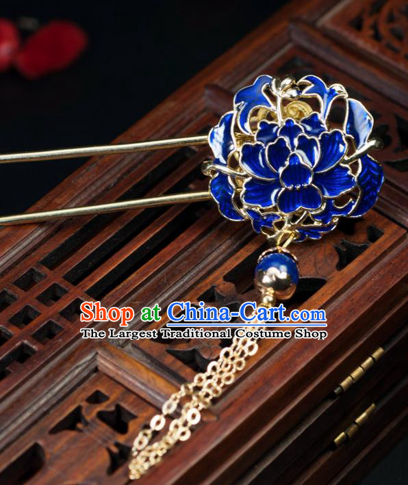 Chinese Traditional Hanfu Cloisonne Lotus Hair Comb Hair Accessories Ancient Classical Hairpins for Women