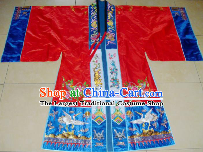 Chinese Traditional Priest Frock Costume Ancient Embroidered Red Robe for Men