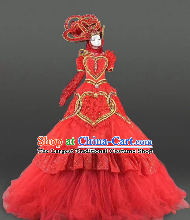 Top Grade Modern Dance Red Dress Ballroom Court Costume for Women