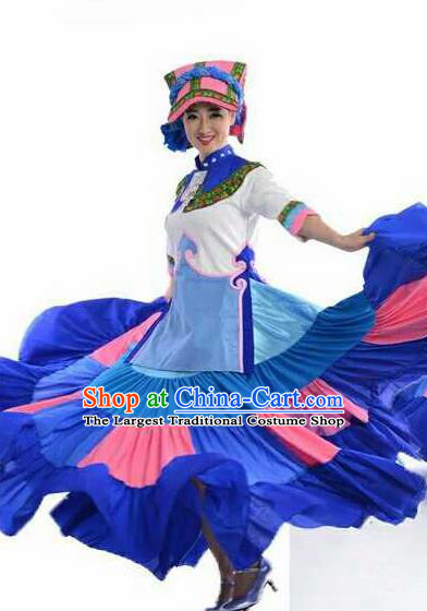 Chinese Traditional Yi Nationality Costumes Torch Festival Folk Dance Ethnic Dress for Women