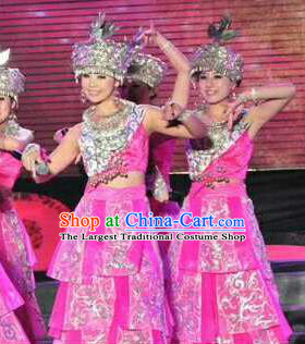 Chinese Traditional Zhuang Nationality Costumes Buyei Folk Dance Ethnic Dress for Women