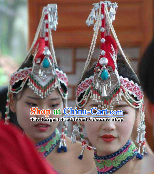 Traditional Chinese She Nationality Wedding Hat Ethnic Folk Dance Hair Accessories for Women