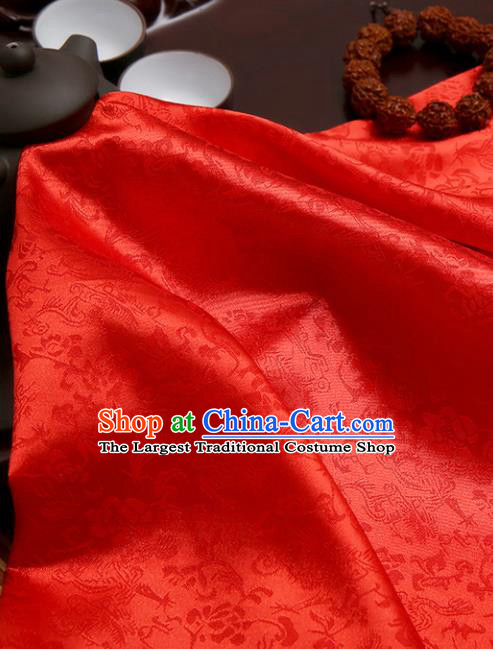 Chinese Traditional Red Brocade Classical Pattern Design Tang Suit Silk Fabric Material Satin Drapery