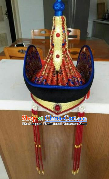 Chinese Traditional Mongol Nationality Headwear Mongolian Dance Ethnic Hat for Women
