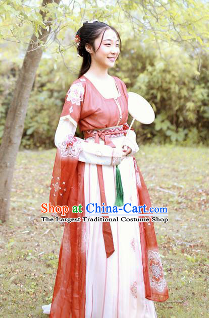 Chinese Tang Dynasty Nobility Lady Replica Costumes Traditional Ancient Peri Goddess Hanfu Dress for Women