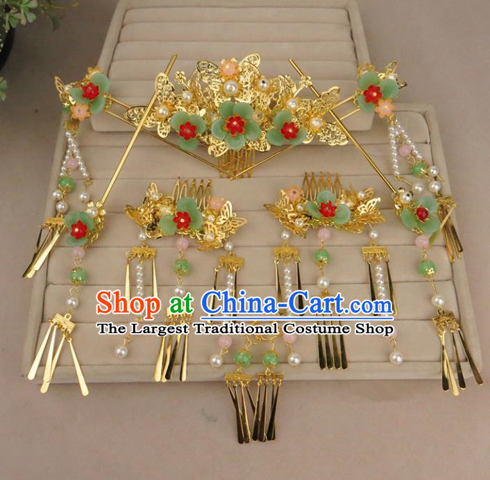 Chinese Traditional Xiuhe Suit Hair Accessories Ancient Wedding Hairpins Complete Set for Women