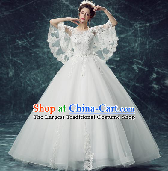 Top Grade Handmade Fancy Wedding Dress Princess White Wedding Gown for Women