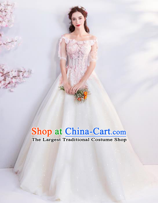 Top Grade Handmade Fancy Wedding Dress Princess Wedding Veil Gown for Women