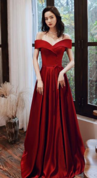 Top Grade Red Evening Dress Compere Costume Handmade Catwalks Angel Full Dress for Women