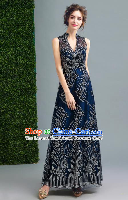 Top Grade Handmade Gilding Formal Dress Compere Costume Catwalks Evening Dress for Women