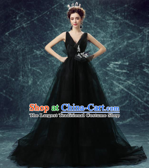 Handmade Black Veil Queen Wedding Dress Fancy Formal Dress Wedding Gown for Women