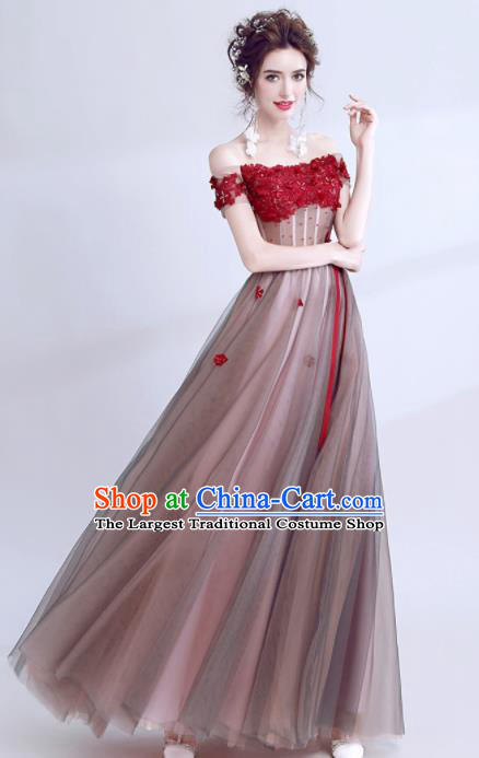 Handmade Strapless Evening Dress Compere Costume Catwalks Angel Full Dress for Women