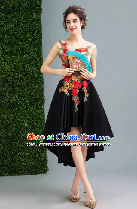 Handmade Embroidered Peony Evening Dress Compere Costume Catwalks Angel Full Dress for Women