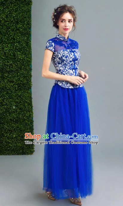 Top Grade Purple Veil Evening Dress Compere Costume Handmade Catwalks Angel Full Dress for Women